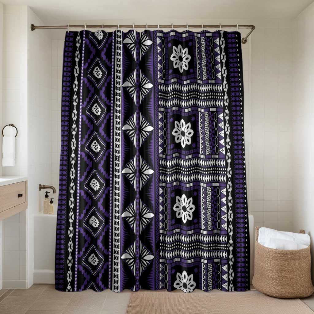 Fiji Masi Tapa Pattern Purple Bathroom Set LT01 Shower Curtain Only Purple - Polynesian Pride