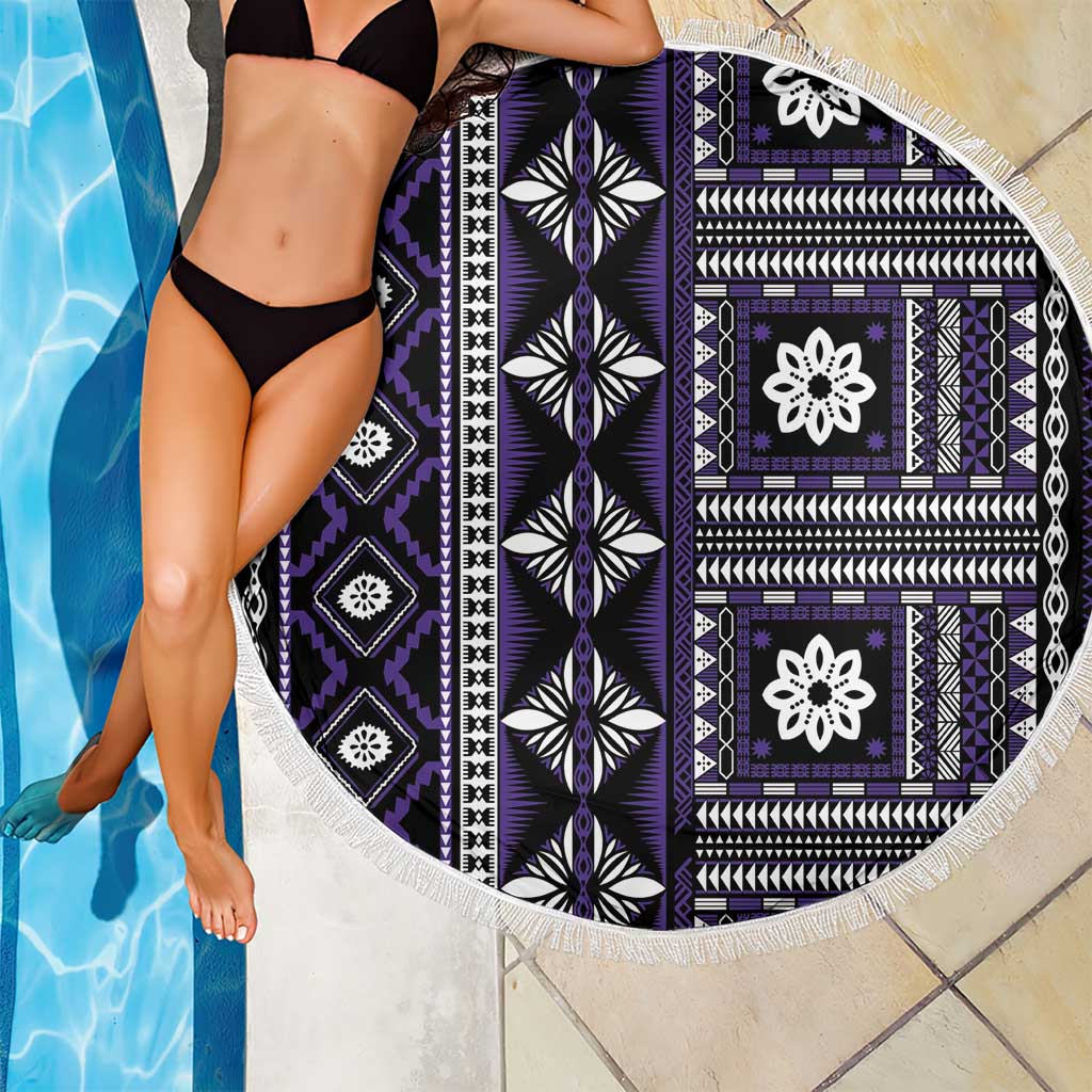 Fiji Masi Tapa Pattern Purple Beach Blanket LT01 - Polynesian Pride