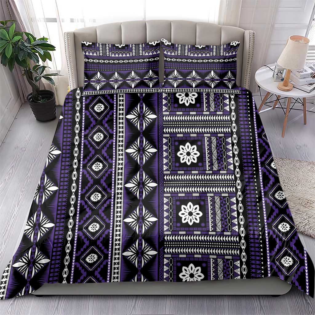 Fiji Masi Tapa Pattern Purple Bedding Set LT01 - Polynesian Pride