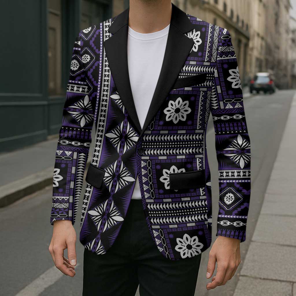 Fiji Masi Tapa Pattern Purple Blazer LT01 - Polynesian Pride