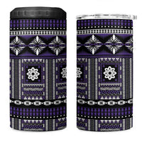 Fiji Masi Tapa Pattern Purple 4 in 1 Can Cooler Tumbler LT01 One Size: 16 oz Purple - Polynesian Pride