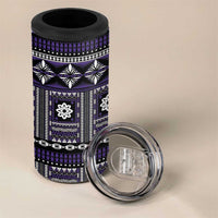 Fiji Masi Tapa Pattern Purple 4 in 1 Can Cooler Tumbler LT01 - Polynesian Pride