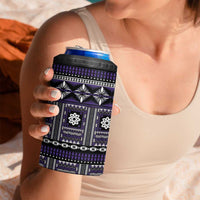 Fiji Masi Tapa Pattern Purple 4 in 1 Can Cooler Tumbler LT01 - Polynesian Pride