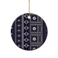 Fiji Masi Tapa Pattern Purple Ceramic Ornament LT01 - Polynesian Pride
