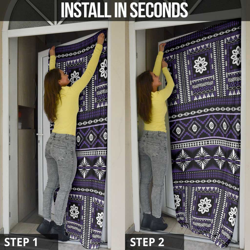 Fiji Masi Tapa Pattern Purple Door Cover LT01 - Polynesian Pride