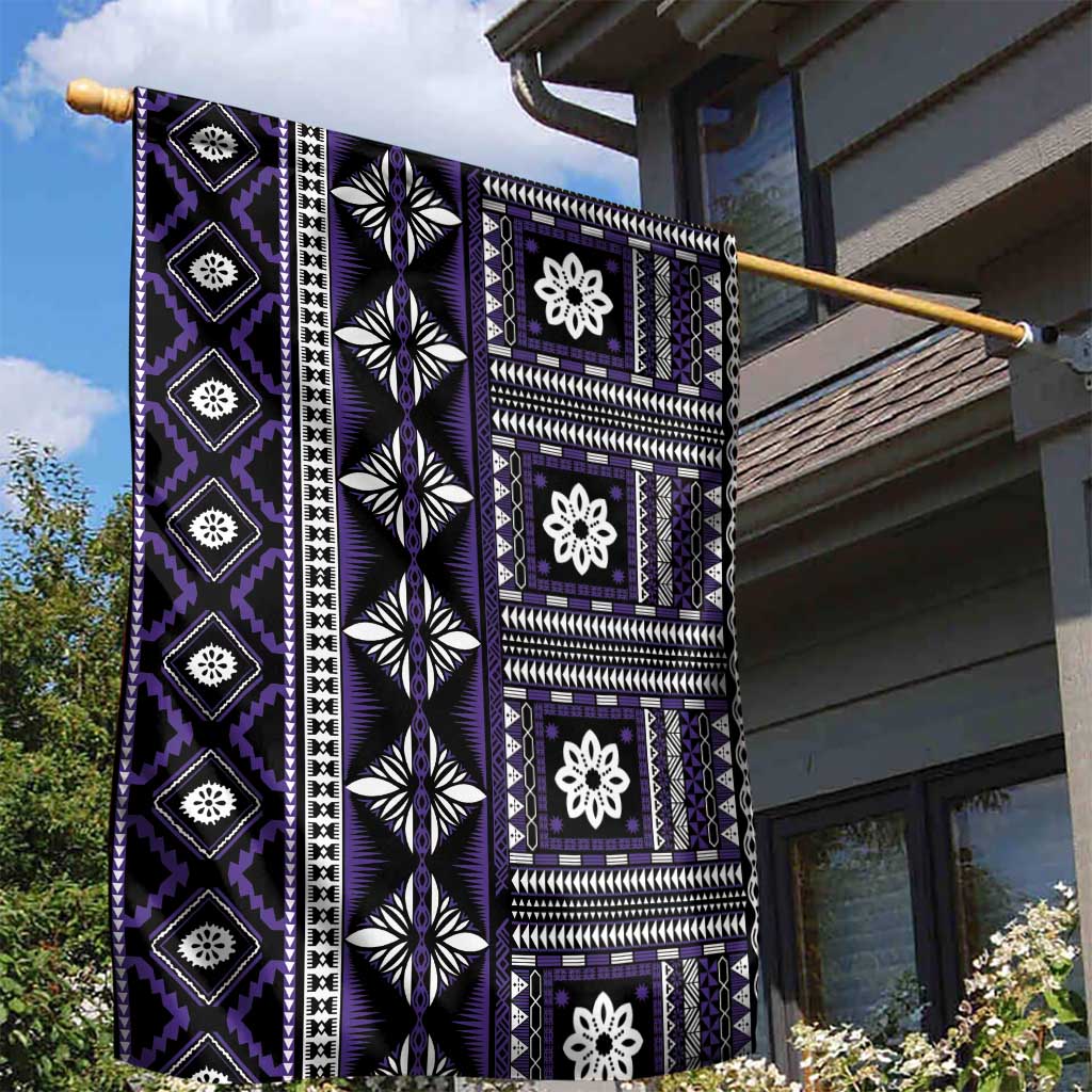 Fiji Masi Tapa Pattern Purple Garden Flag LT01 - Polynesian Pride