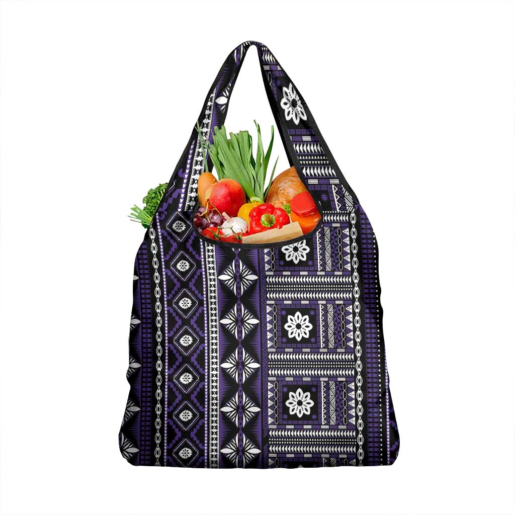Fiji Masi Tapa Pattern Purple Grocery Bag LT01 1-pack One Size Purple - Polynesian Pride