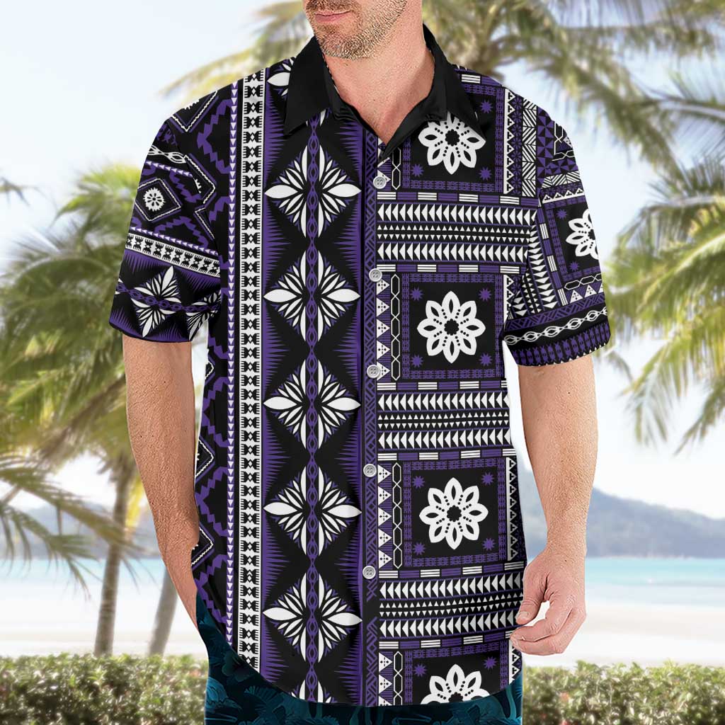Fiji Masi Tapa Pattern Purple Hawaiian Shirt LT01 - Polynesian Pride