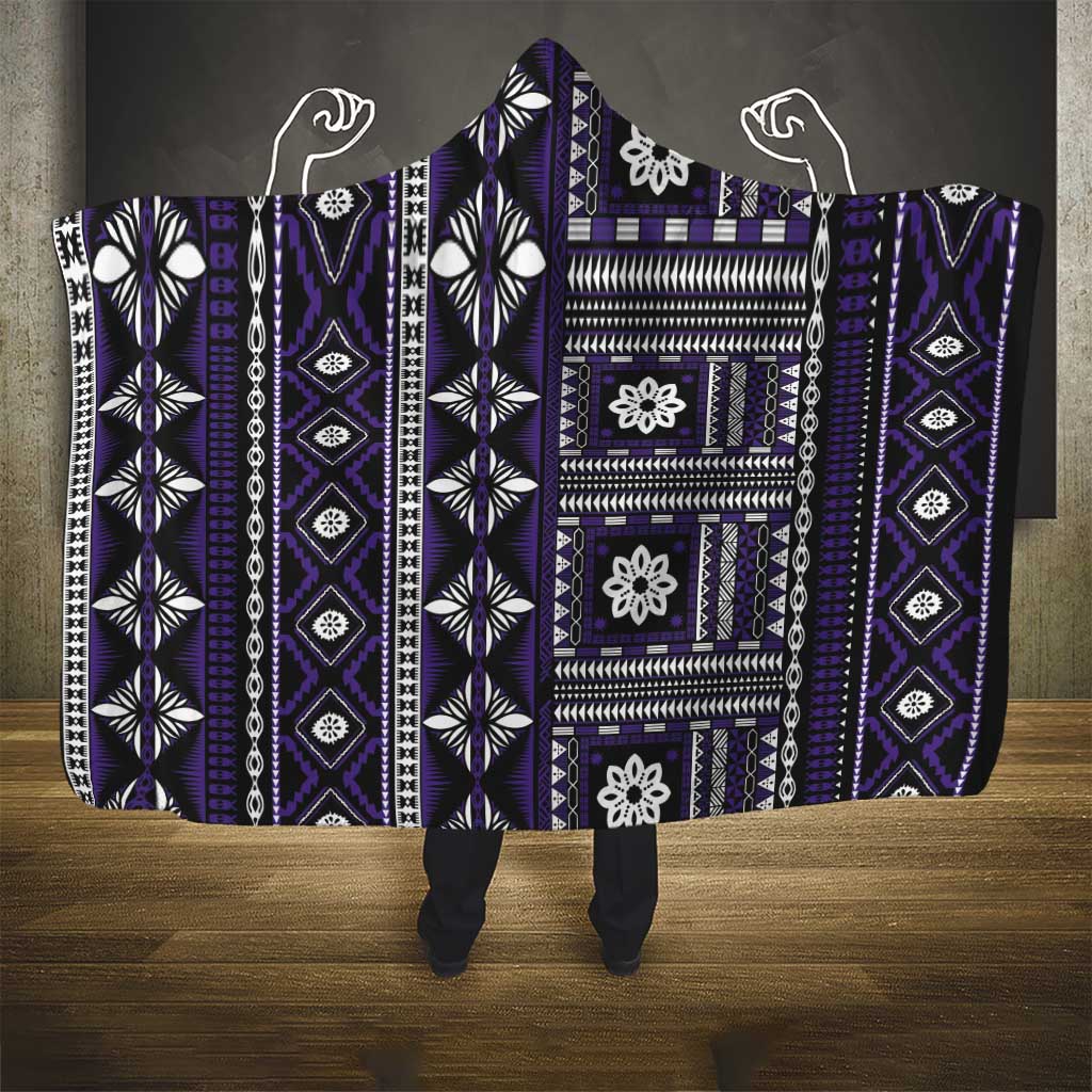 Fiji Masi Tapa Pattern Purple Hooded Blanket LT01 - Polynesian Pride
