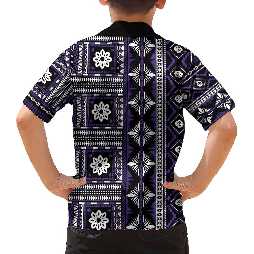 Fiji Masi Tapa Pattern Purple Kid Hawaiian Shirt LT01 - Polynesian Pride