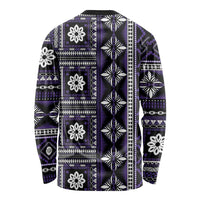 Fiji Masi Tapa Pattern Purple Long Sleeve Shirt LT01 - Polynesian Pride