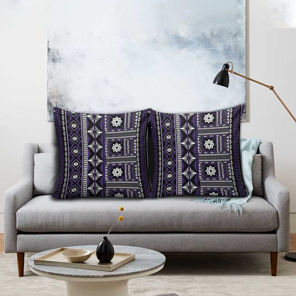 Fiji Masi Tapa Pattern Purple Pillow Cover LT01 - Polynesian Pride