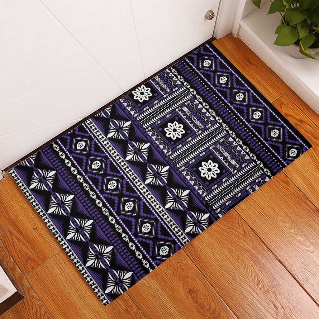 Fiji Masi Tapa Pattern Purple Rubber Doormat LT01 - Polynesian Pride