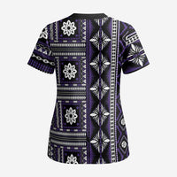 Fiji Masi Tapa Pattern Purple Scrub Top LT01 - Polynesian Pride