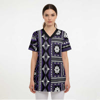 Fiji Masi Tapa Pattern Purple Scrub Top LT01 - Polynesian Pride