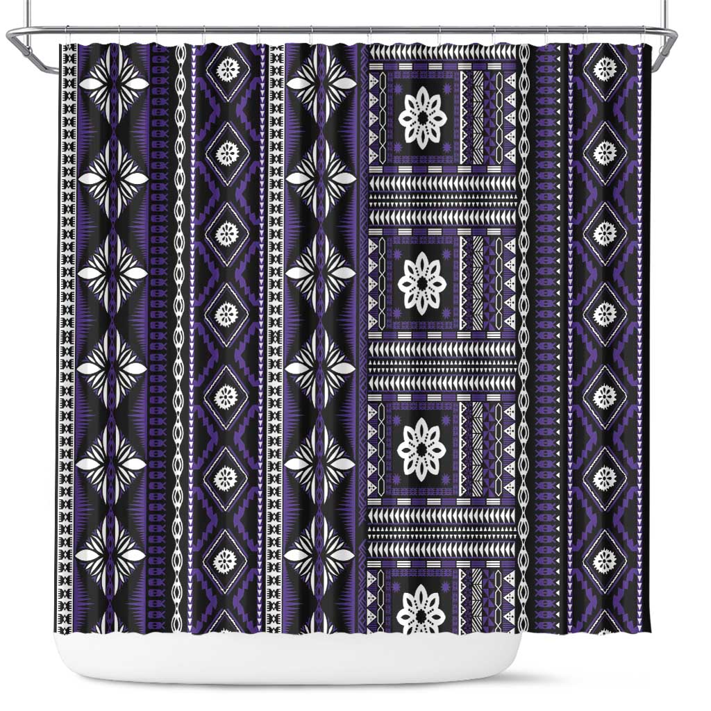 Fiji Masi Tapa Pattern Purple Shower Curtain LT01 Purple - Polynesian Pride