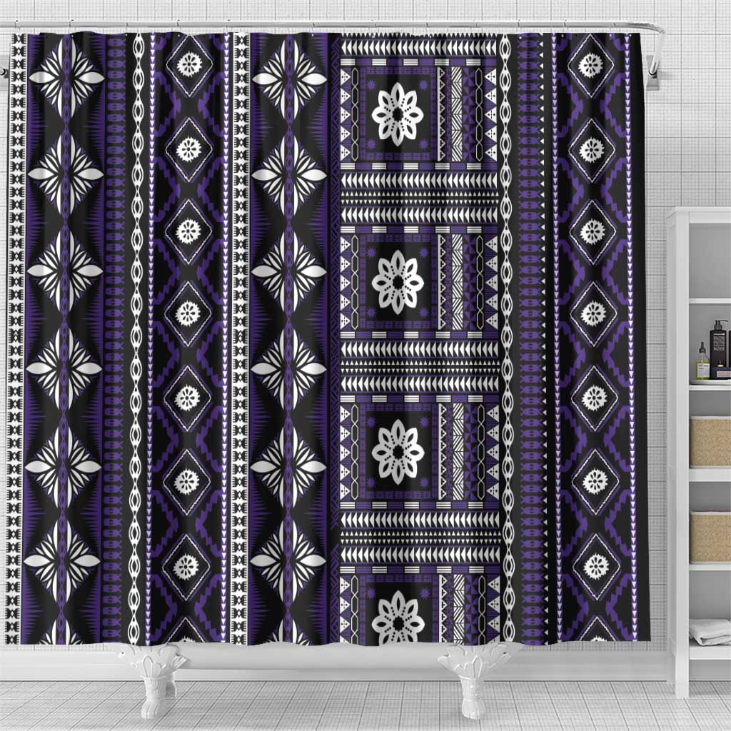 Fiji Masi Tapa Pattern Purple Shower Curtain LT01 - Polynesian Pride