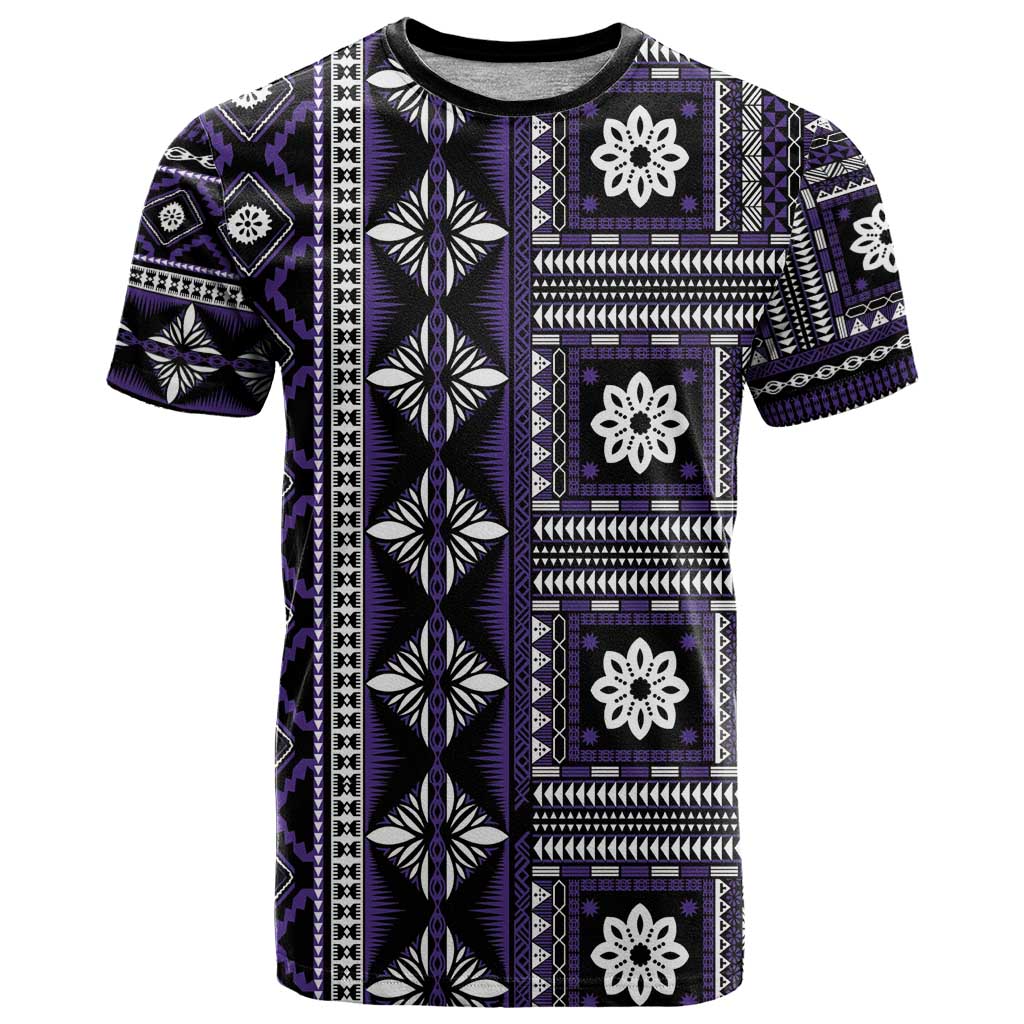 Fiji Masi Tapa Pattern Purple T Shirt LT01 Purple - Polynesian Pride