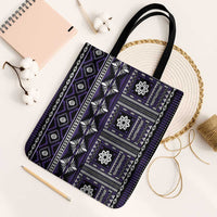 Fiji Masi Tapa Pattern Purple Tote Bag LT01 Black Strap One Size Purple - Polynesian Pride