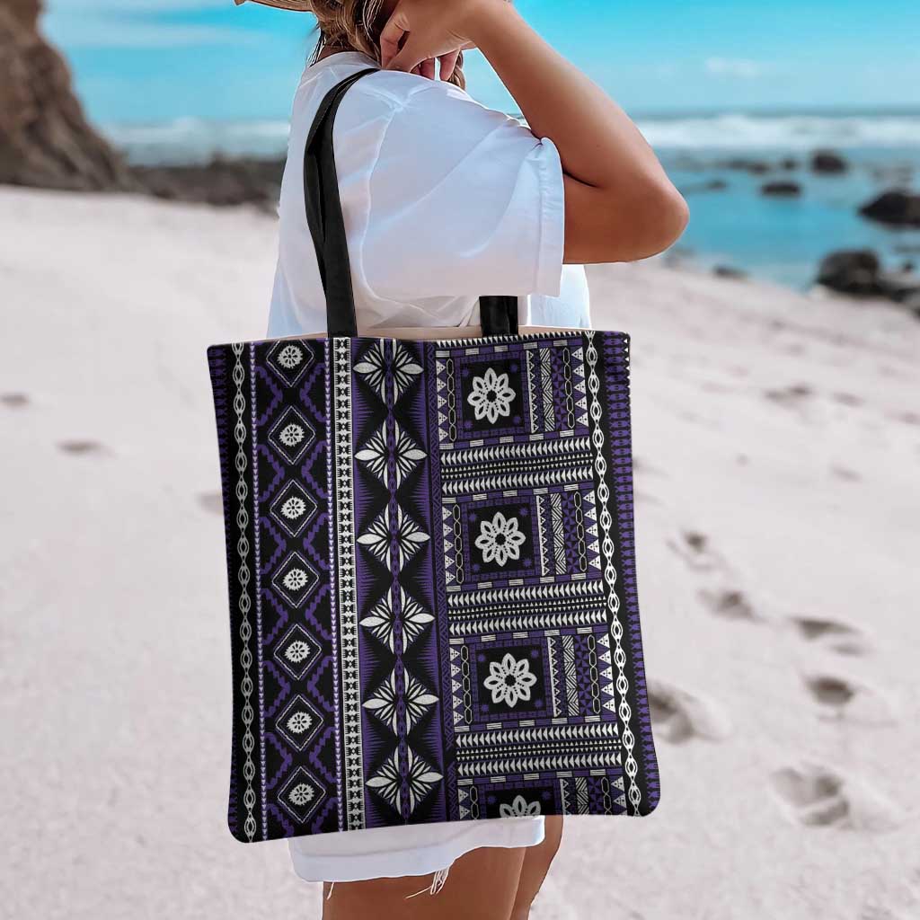 Fiji Masi Tapa Pattern Purple Tote Bag LT01 - Polynesian Pride