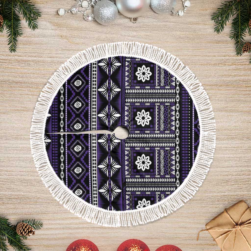 Fiji Masi Tapa Pattern Purple Tree Skirt LT01 Fringed Purple - Polynesian Pride