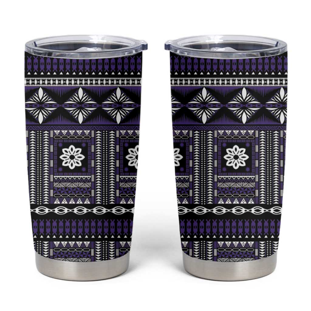 Fiji Masi Tapa Pattern Purple Tumbler Cup LT01 Purple - Polynesian Pride