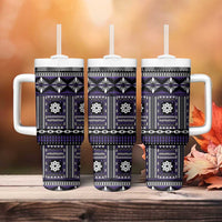 Fiji Masi Tapa Pattern Purple Tumbler With Handle LT01 - Polynesian Pride
