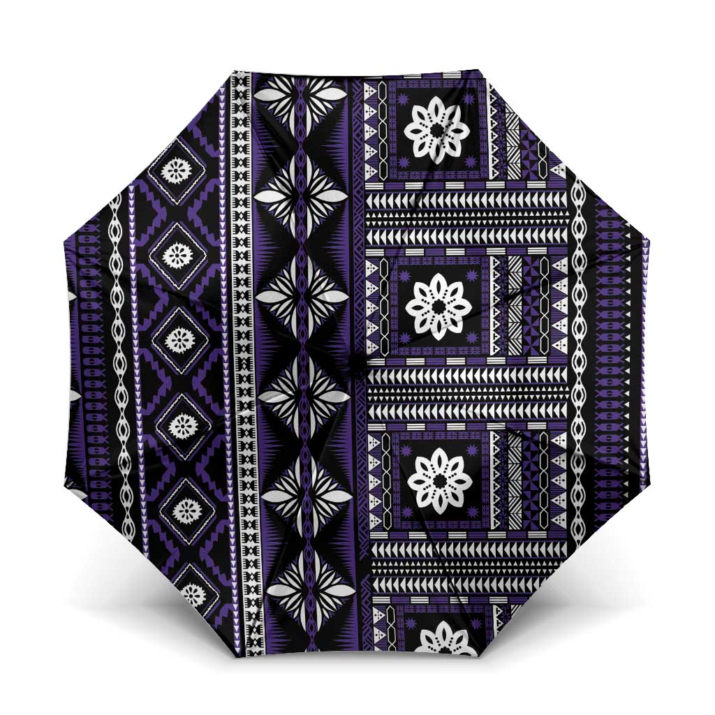 Fiji Masi Tapa Pattern Purple Umbrella LT01 One Size Folded 11.42 inch Opened Diameter 37.4 inch Purple - Polynesian Pride