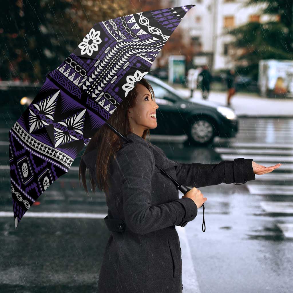 Fiji Masi Tapa Pattern Purple Umbrella LT01 - Polynesian Pride