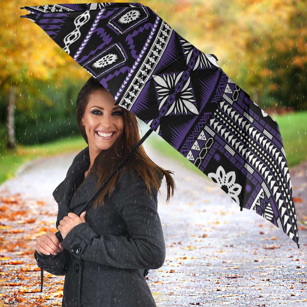 Fiji Masi Tapa Pattern Purple Umbrella LT01 - Polynesian Pride