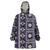 Fiji Masi Tapa Pattern Purple Wearable Blanket Hoodie LT01 One Size Purple - Polynesian Pride