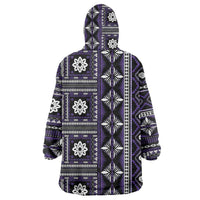 Fiji Masi Tapa Pattern Purple Wearable Blanket Hoodie LT01 - Polynesian Pride