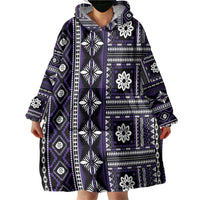 Fiji Masi Tapa Pattern Purple Wearable Blanket Hoodie LT01 - Polynesian Pride