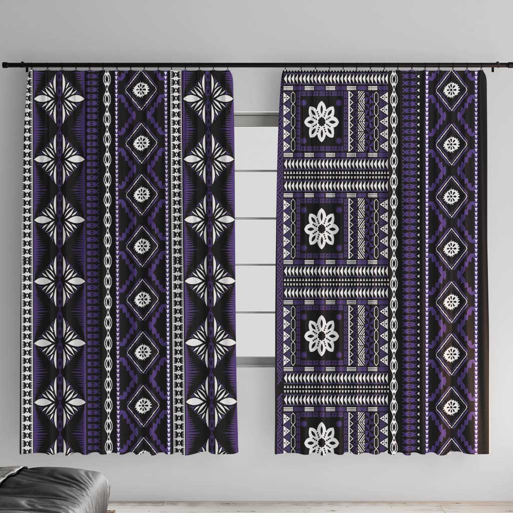 Fiji Masi Tapa Pattern Purple Window Curtain LT01 With Hooks Purple - Polynesian Pride
