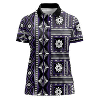 Fiji Masi Tapa Pattern Purple Women Polo Shirt LT01 Female Purple - Polynesian Pride