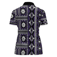 Fiji Masi Tapa Pattern Purple Women Polo Shirt LT01 - Polynesian Pride
