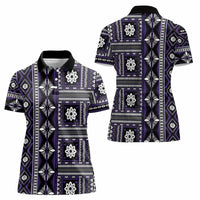 Fiji Masi Tapa Pattern Purple Women Polo Shirt LT01 - Polynesian Pride
