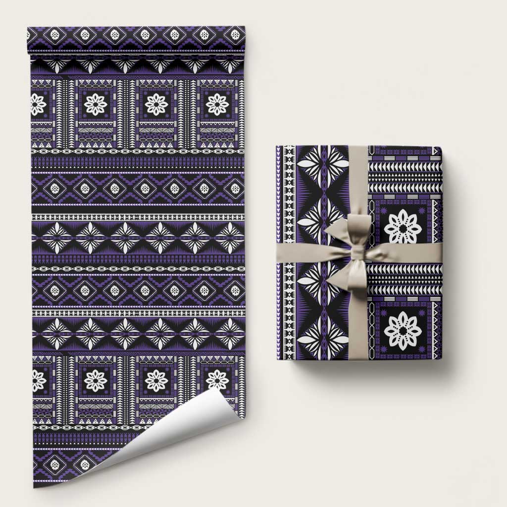 Fiji Masi Tapa Pattern Purple Wrapping Paper LT01 58" × 23" Purple - Polynesian Pride