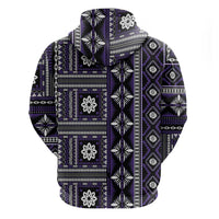 Fiji Masi Tapa Pattern Purple Zip Hoodie LT01 - Polynesian Pride