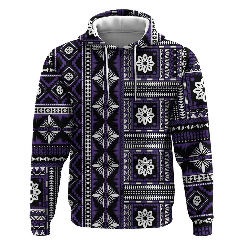 Fiji Masi Tapa Pattern Purple Zip Hoodie LT01 Pullover Hoodie Purple - Polynesian Pride