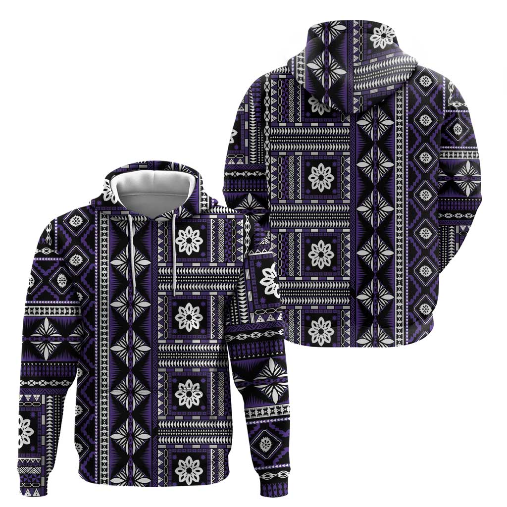Fiji Masi Tapa Pattern Purple Zip Hoodie LT01 - Polynesian Pride