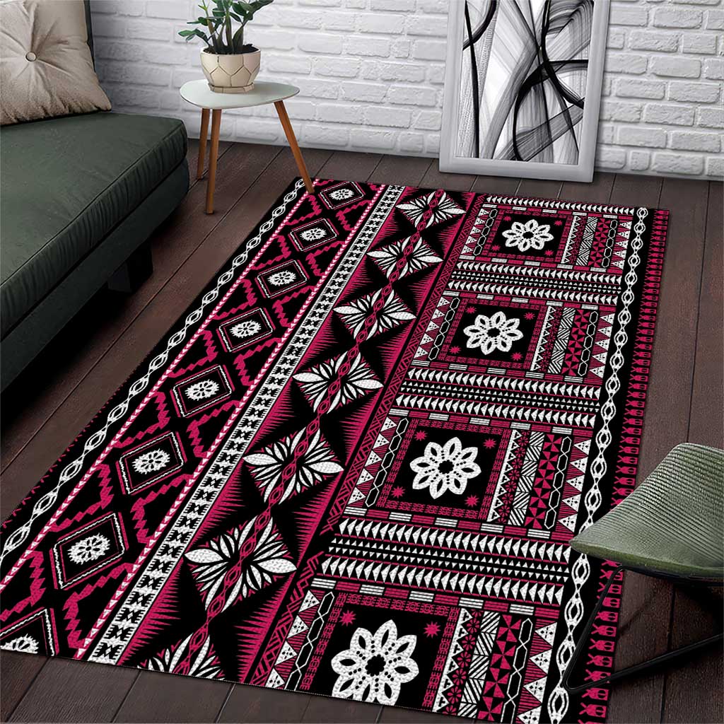 Fiji Masi Tapa Pattern Pink Area Rug LT01 Pink - Polynesian Pride