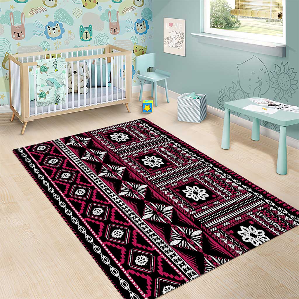 Fiji Masi Tapa Pattern Pink Area Rug LT01 - Polynesian Pride