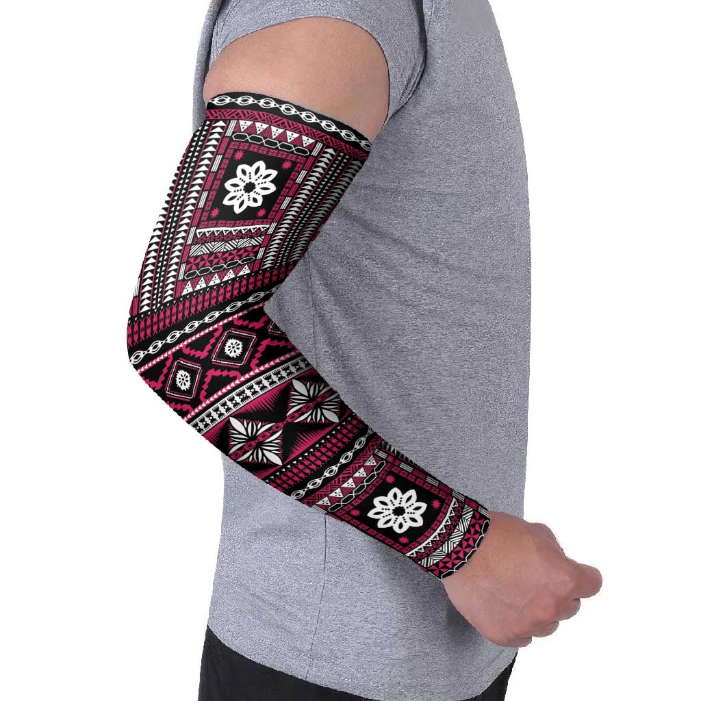 Fiji Masi Tapa Pattern Pink Arm Sleeves LT01 - Polynesian Pride