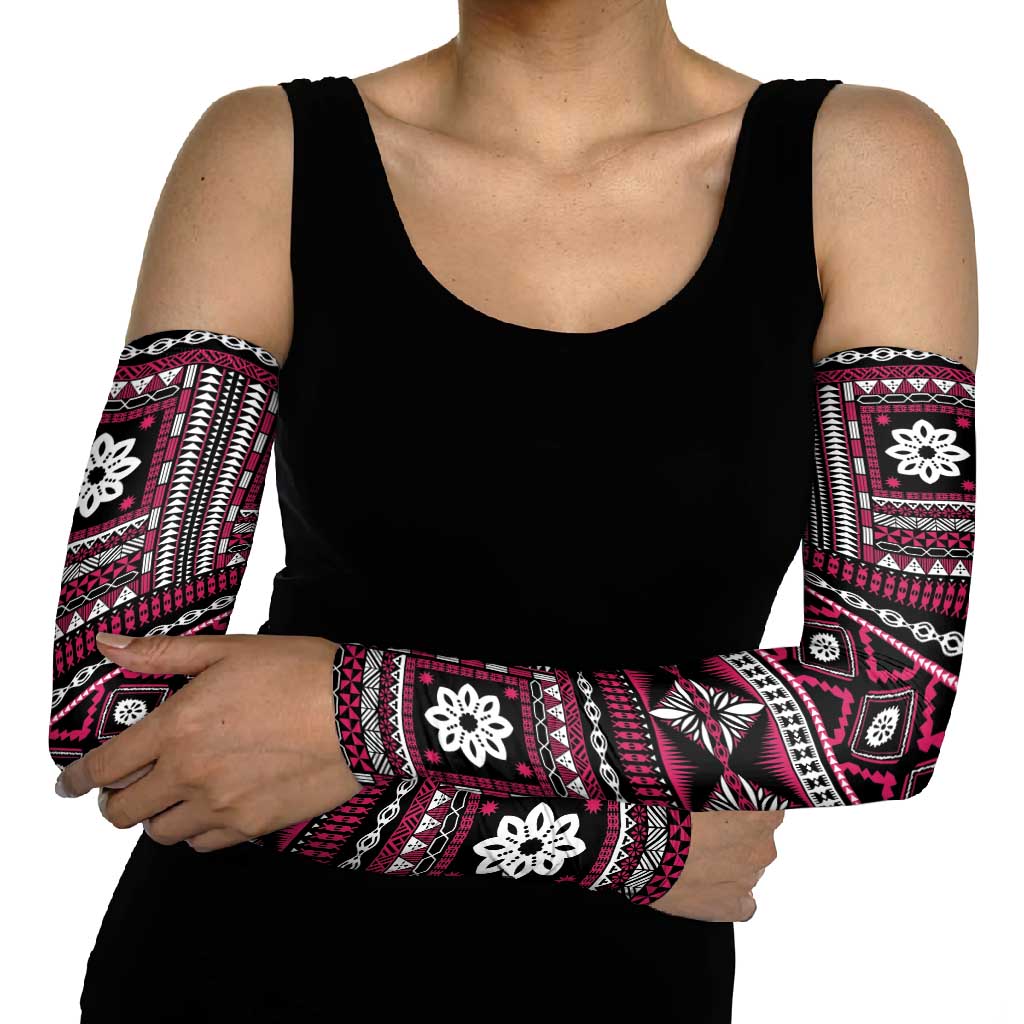Fiji Masi Tapa Pattern Pink Arm Sleeves LT01 - Polynesian Pride