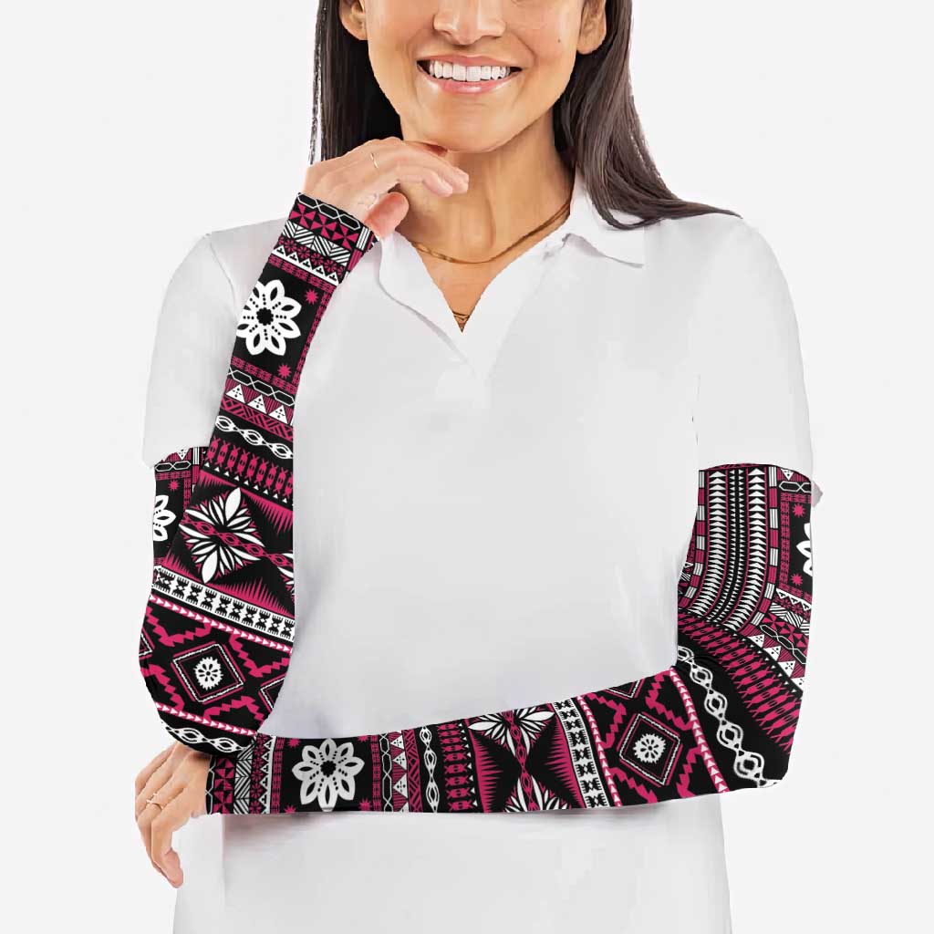 Fiji Masi Tapa Pattern Pink Arm Sleeves LT01 - Polynesian Pride