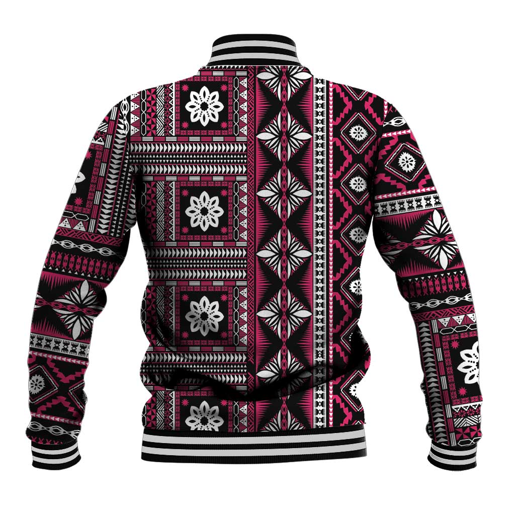 Fiji Masi Tapa Pattern Pink Baseball Jacket LT01 - Polynesian Pride
