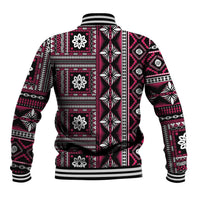Fiji Masi Tapa Pattern Pink Baseball Jacket LT01 - Polynesian Pride