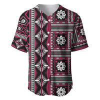 Fiji Masi Tapa Pattern Pink Baseball Jersey LT01 Pink - Polynesian Pride