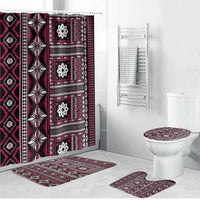 Fiji Masi Tapa Pattern Pink Bathroom Set LT01 Bathroom Set (4 pcs) Pink - Polynesian Pride